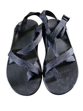 Chaco Men’s Strappy Sandals US 11 Black/Blue/Gray Geometric Adjustable
